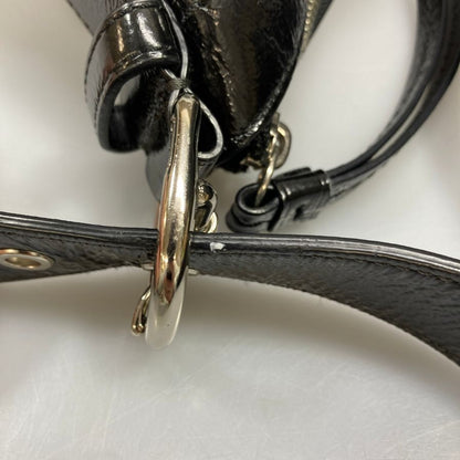 コーチ ハンドバッグ シグネチャー ワンショルダー ロゴ刻印 ガラスレザー レディース ブラック COACH【AFE10】