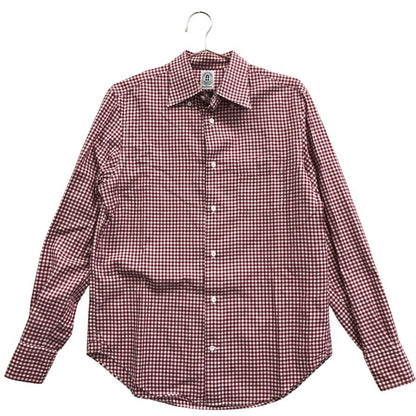 美品◆スーツカンパニー ギンガムチェックシャツ 長袖 スリムフィット コットン レッド系 サイズL  THE SUIT COMPANY 【AFB43】