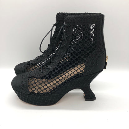 クリスチャン ディオール エンブロイダリー メッシュ ブーティ 2023 レディース サイズ38.5 ブラック Christian Dior 約25.5cm【AFC6】