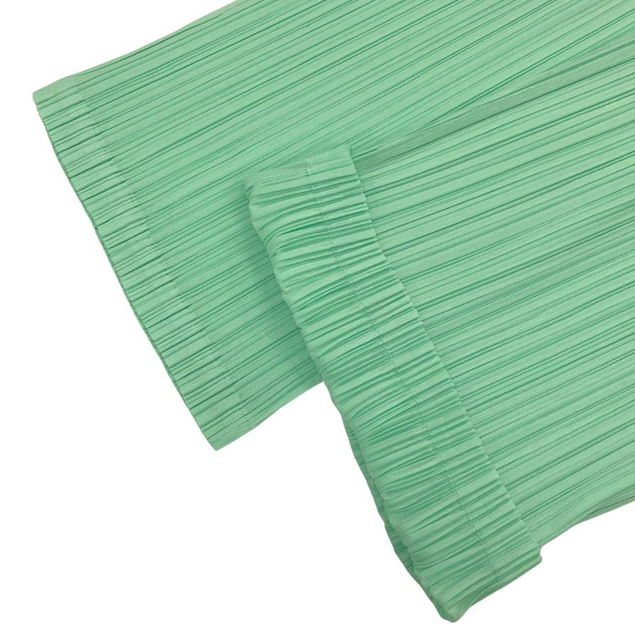 プリーツプリーズ イッセイミヤケ プリーツパンツ ストレートパンツ PP51JF155 サイズ4 レディース グリーン PLEATS PLEASE ISSEY MIYAKE 【AFB39】