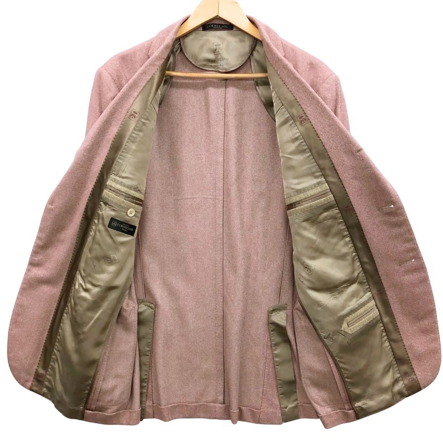 美品◆コルネリアーニ ジャケット シングル ウール アンゴラ混 ピンク サイズ50 メンズ Corneliani 【AFB21】