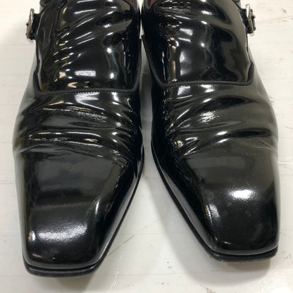 ルイヴィトン レザーシューズ シングルモンク ガラスレザー 0054 チゼルトゥ ブラック メンズ サイズUK6.5 LOUIS VUITTON 約25.5cm【AFC33】