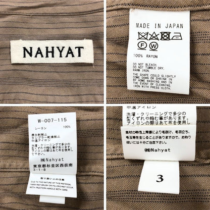 中古◆ナヤット レーヨン ロングスリーブ ストライプシャツ W-007 ブラウン サイズ3 長袖 日本製 NAHYAT MADE IN JAPAN 【AFB47】