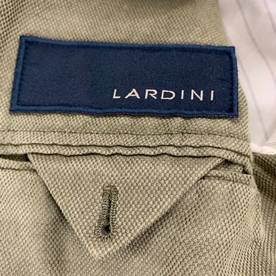 中古◆ラルディーニ サファリジャケット コットン リネン オリーブ メンズ サイズ50 LARDINI 【AFF22】