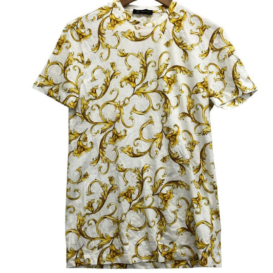 美品◆ヴェルサーチェ 半袖Tシャツ 総柄 ホワイト レディース サイズXS A89503S VERSACE 【AFB14】