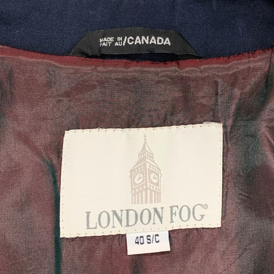 中古◆ロンドンフォグ バルカラーコート ヴィンテージ カナダ製 ネイビー メンズ サイズ 40 LONDON FOG 【AFB42】