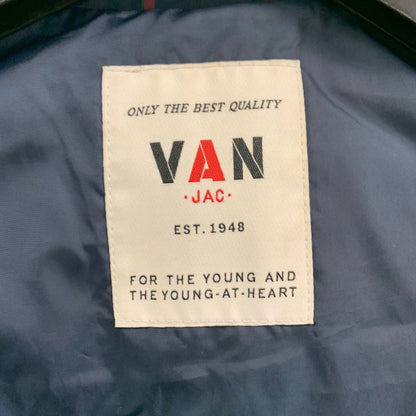 美品◆ヴァンヂャケット ダウンジャケット ストライプ アイビーリーグ ワッペン ネイビー ストライプ メンズ サイズL VAN JAC 【AFB26】