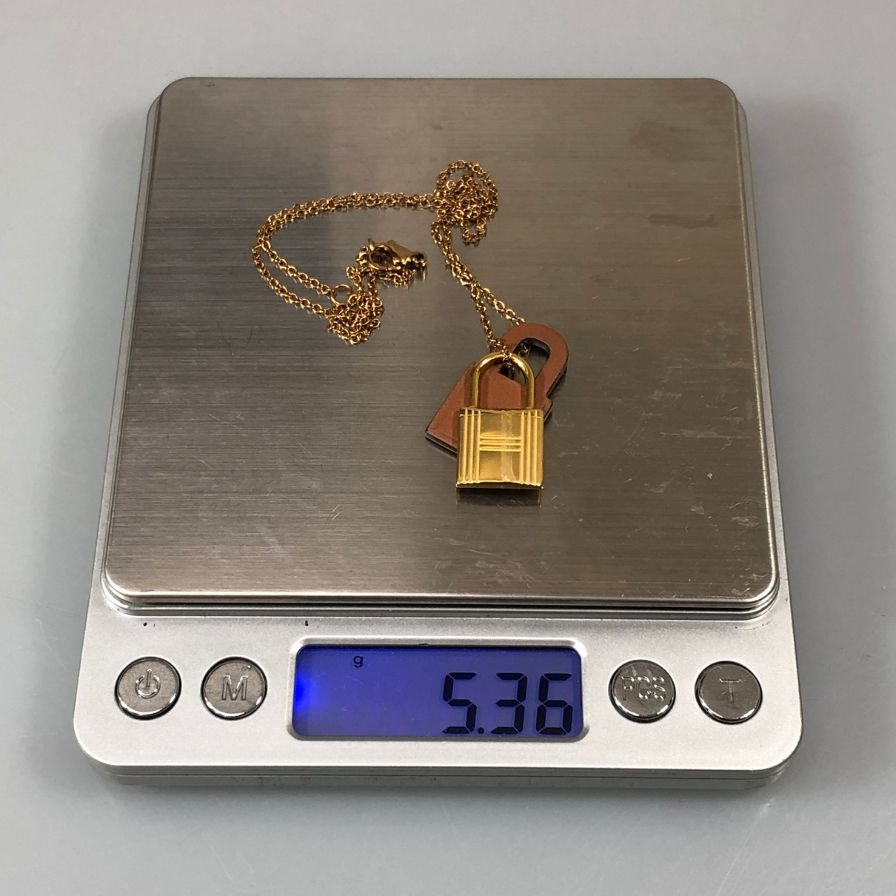 エルメス ネックレス オーケリー PM D刻印 GP×革 エトゥープ×ゴールド HERMES【AFI25】
