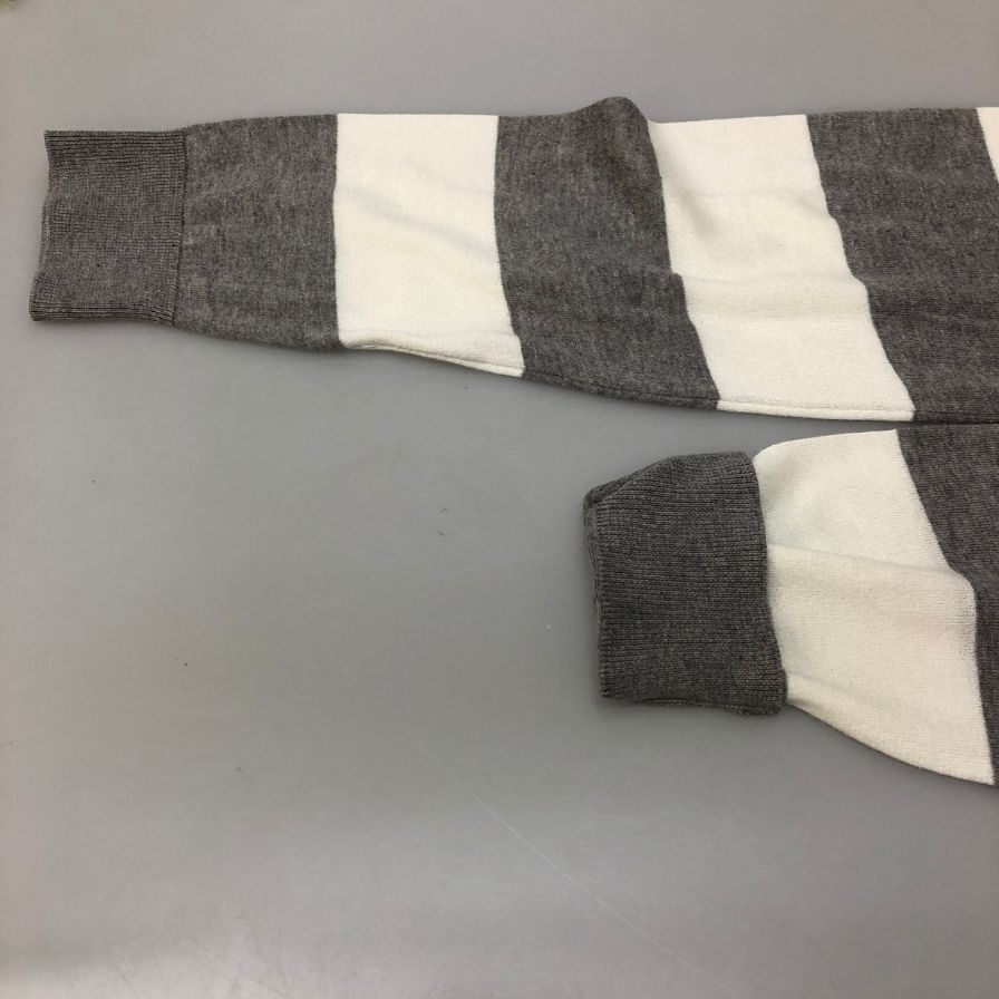中古◆ジョンスメドレー クルーネックニット グレー×白 ボーダーコットン レディース サイズS JOHN SMEDLEY 【AFB40】