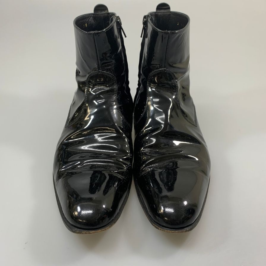 デザインワークス ジップブーツ エナメル ブラック サイズ7.5 DESIGN WORKS 約25.5cm【AFC4】