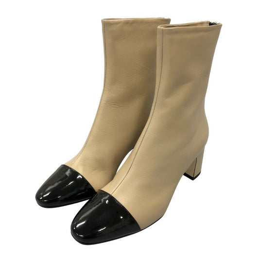 ファビオルスコーニ ブーツ ヒール パンプス バイカラー ジップ サイズ39 レディース ベージュ系 FABIO RUSCONI 約25.5cm【AFD15-2】