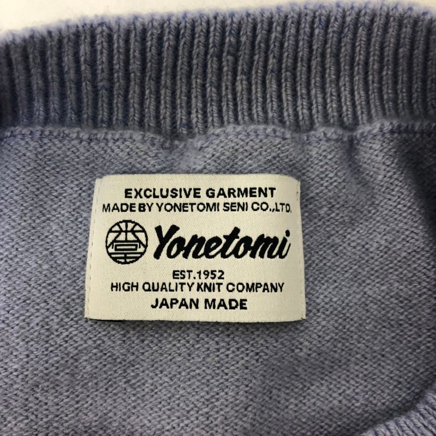 美品◆ヨネトミ リジッドカシミア クルーネック セーター カシミア100% 日本製 メンズ サイズ4 パープル Yonetomi 【AFB8】