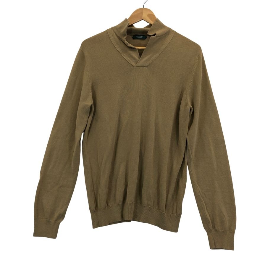 美品◆ザノーネ ニット 襟付き コットン メンズ ベージュ サイズ 48 ZANONE 【AFB17】