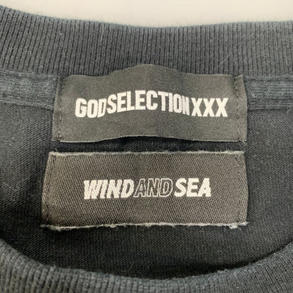 美品◆ゴッドセレクション×ウィンダンシー Tシャツ ブラック ロゴ メンズ サイズXL GOD SELECTION XXX×WIND AND SEA 【AFB7】