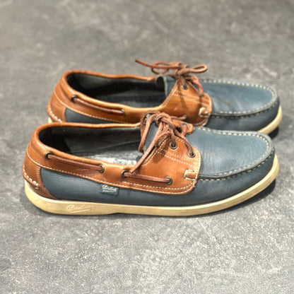 パラブーツ レザーデッキシューズ バース ブルーブラウンコンビ  メンズ UK8 PARABOOT デッキシューズ 約26.5cm【LA】【中古】