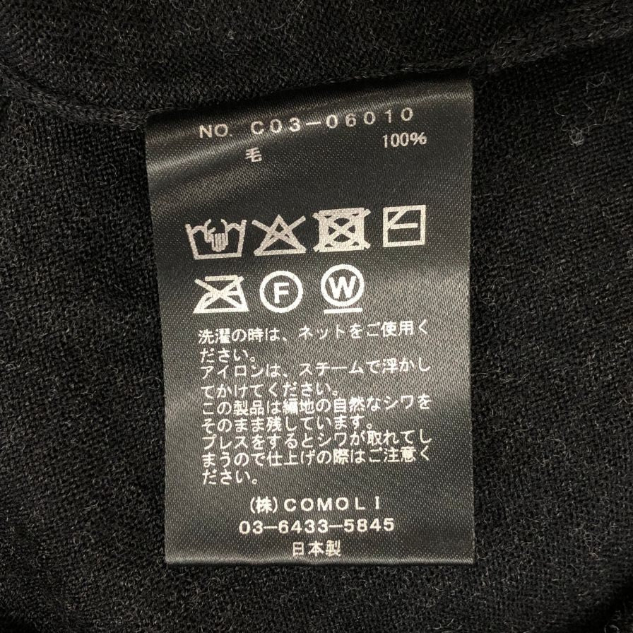極美品◆コモリ ウールクルーネックニット ブラック メンズ サイズフリー C03-06010 COMOLI 【AFB34】