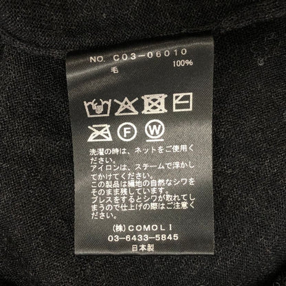 極美品◆コモリ ウールクルーネックニット ブラック メンズ サイズフリー C03-06010 COMOLI 【AFB34】