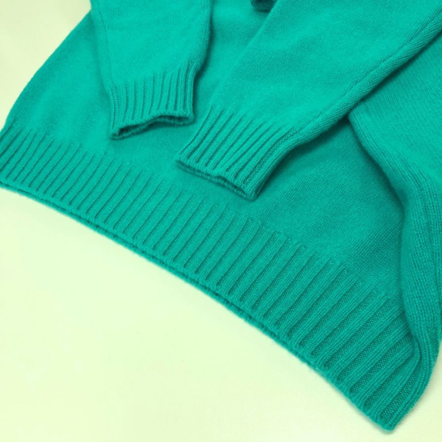 中古◆キャッシュ＆バルバ ニット Cash Baby 70 Crew ベビーカシミヤ100% メンズ サイズ3 グリーン cash＆barba 【AFB46】
