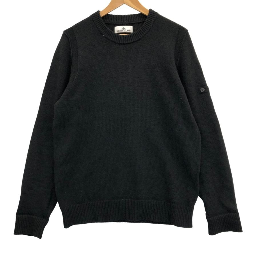 美品◆ストーンアイランド クルーネックニット ウール ブラック メンズ サイズM Stone Island 【AFB33】