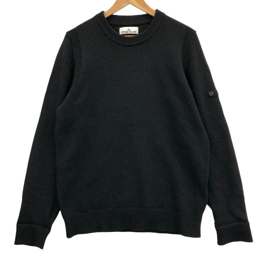 美品◆ストーンアイランド クルーネックニット ウール ブラック メンズ サイズM Stone Island 【AFB33】