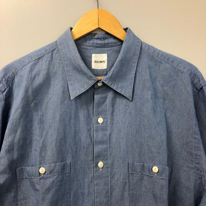 新品同様◆ビゾウン シャンブレーシャツ  26SS コットン リネン ブルー  メンズ サイズ4 BISOWN 【AFB36】