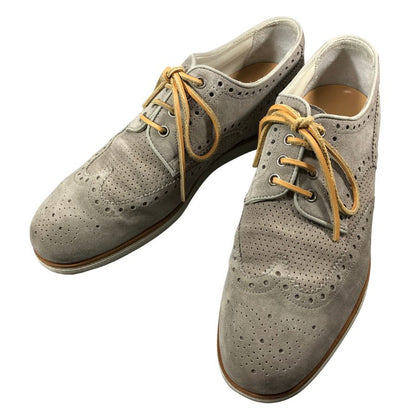 サントーニ スエード スニーカー ウィングチップ ローカット ライトグレー メンズ サイズ7.5 Santoni 約26.5cm【AFC47】