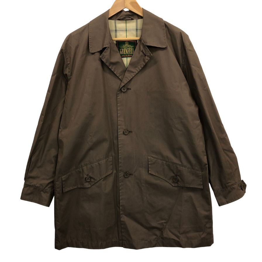 美品◆グレンフェル ショートコート ジャケット ベルト付き コットン メンズ ブラウン サイズ36 GRENFELL 【AFB10】