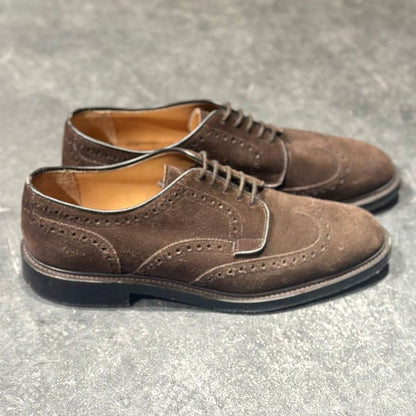 ジョセフ チーニー レザーシューズ ハブロック ウイングチップ  スエード ダークブラウン サイズUK7.5 JOSEPH CHEANEY ビジネスシューズ 約26.0cm【LA】【中古】