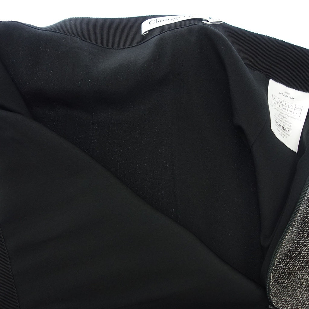 美品◆クリスチャンディオール タイトスカート ツイード ラムウール レディース グレー系 サイズ36 Christian Dior【AFB13】
