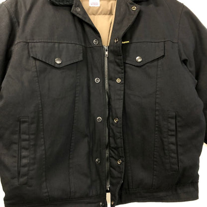 美品◆シュプリーム×ショット キャンバス ダウン トラッカー ジャケット メンズ ブラック サイズ L Supreme×Schott 【AFA17】