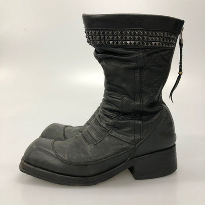 ケムリ ブーツ バックジップ スクエアトゥ レザー メンズ ブラック サイズ不明 KMRII 約不明cm【AFC28】