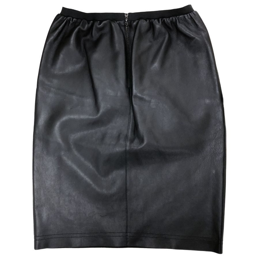ランバン Liver 2013 ラム革 ウエストリブ スカート レディース  イタリア製 サイズ38 ブラック LANVIN【AFB28】