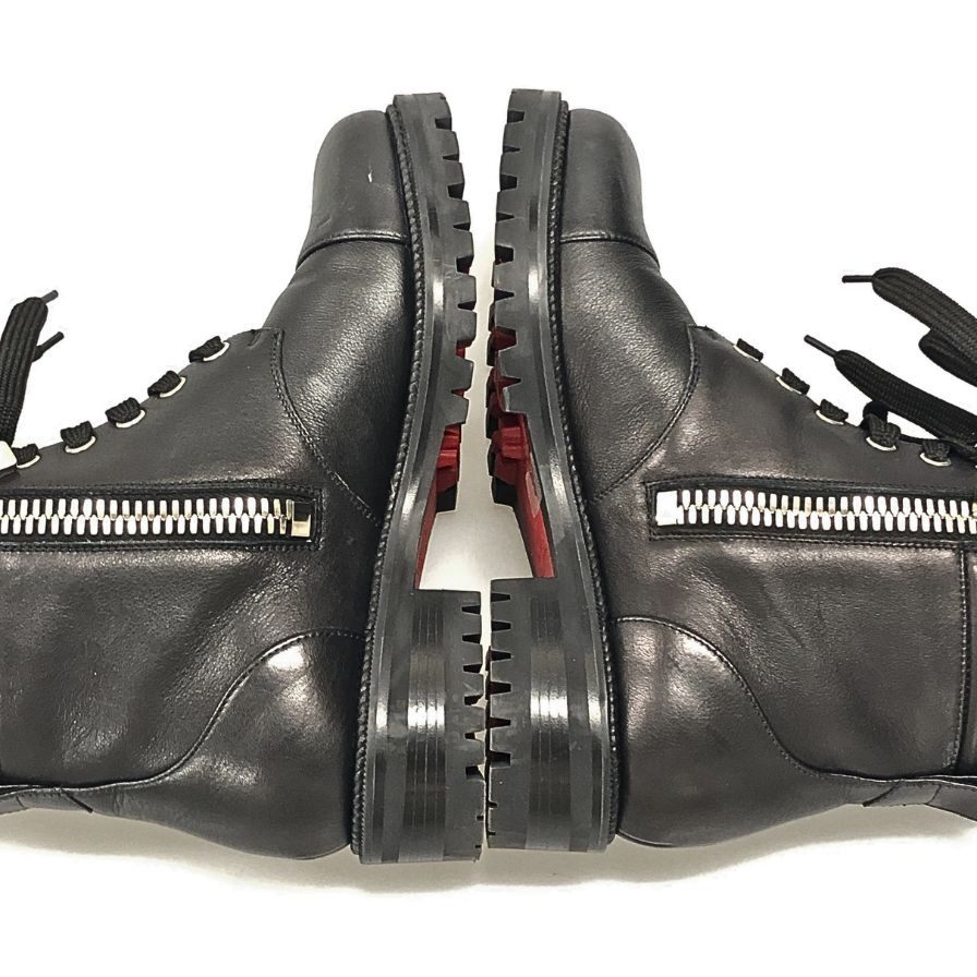 クリスチャンルブタン サイドジップブーツ ブラック レザー レディース サイズ35.5 Christian Louboutin 約22.0cm【AFC41】