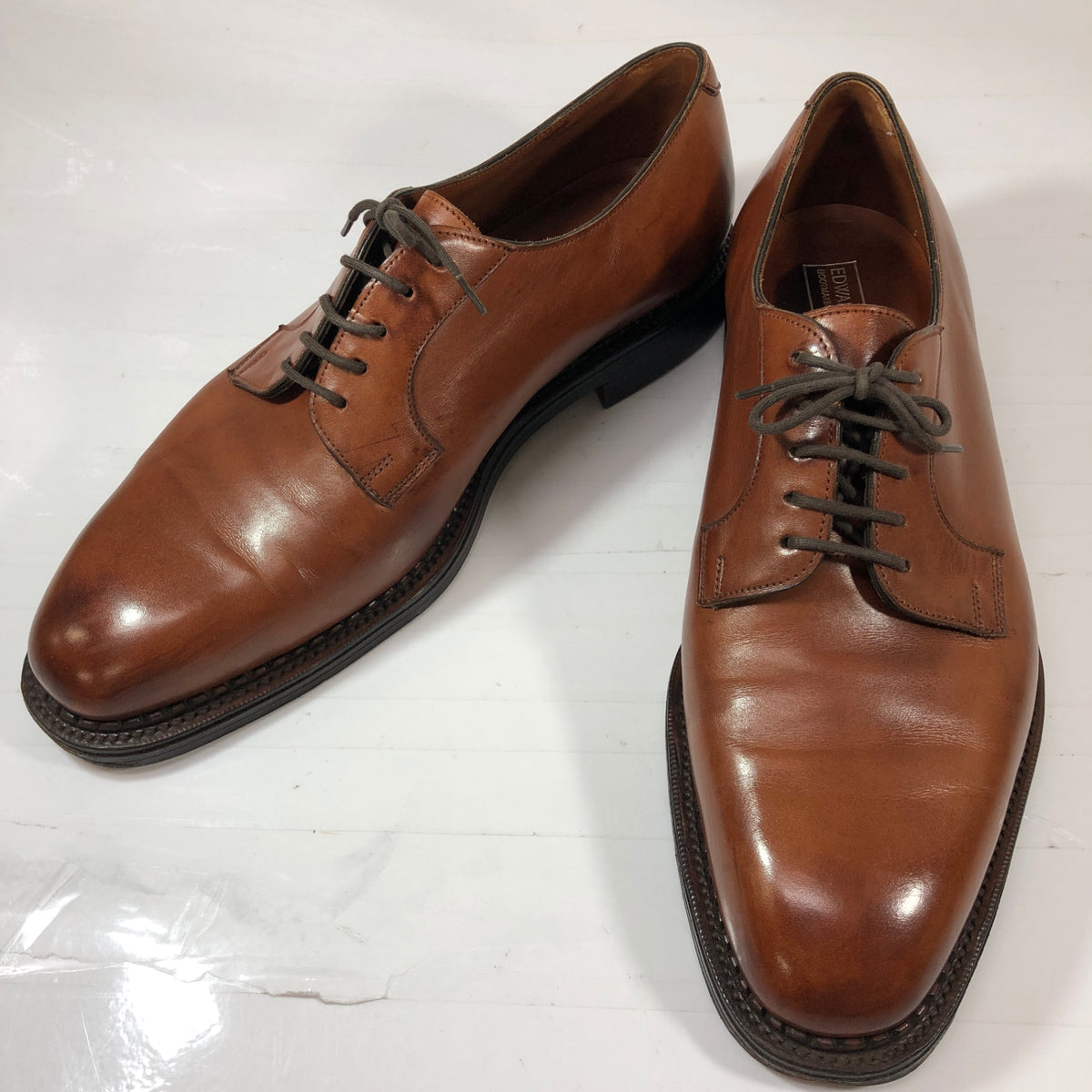 エドワードグリーン プレーントゥ ブラウン UK7.5E 808ラスト メンズ EDWARD GREEN ビジネスシューズ 約26.0cm【LA】【中古】