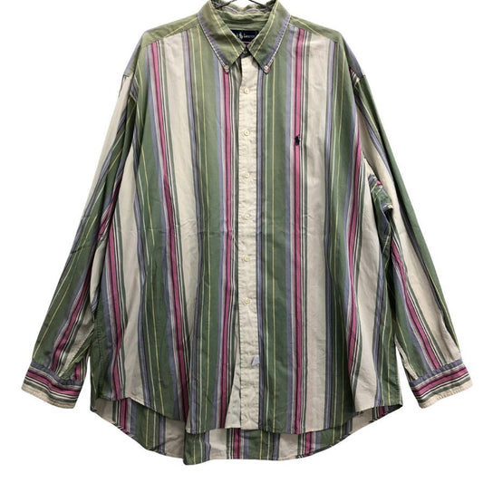 中古◆ラルフローレン ボタンダウンシャツ 90S オールド ストライプ メンズ サイズXXL Ralph Lauren 【AFB40】