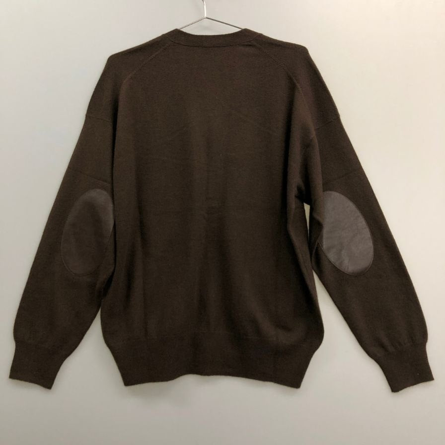 極美品◆キャッシュ＆バルバ エルボーパッチ モンゴリアン カシミヤ ニット カーディガン OMCSW007 ブラウン サイズ2 Cash & Barba 【AFB5】
