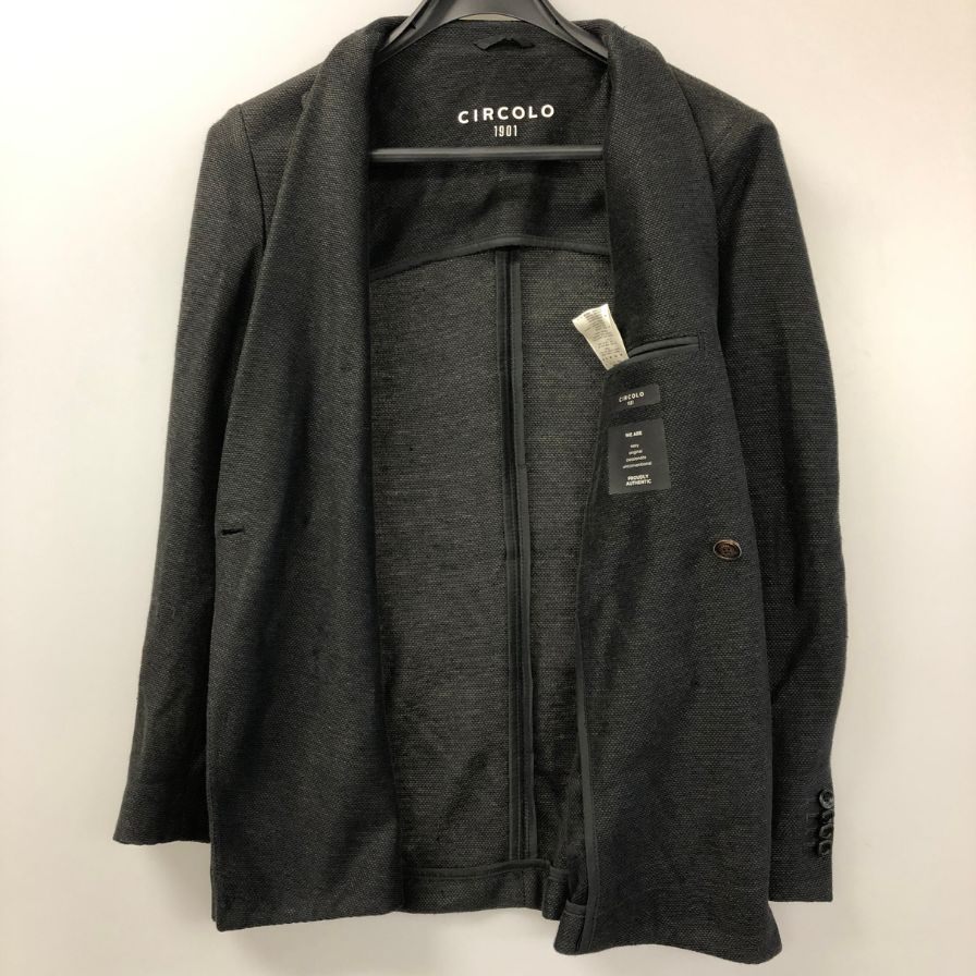 美品◆チルコロ テーラードジャケット ダブル リネン グレー系 メンズ サイズ 46 CIRCOLO 1901 【AFB11】
