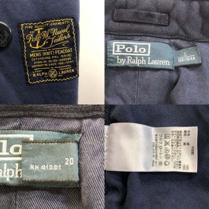 中古◆ポロ ラルフローレン ピーコート ニット ネイビー メンズ サイズL Polo Ralph Lauren 【AFA12】