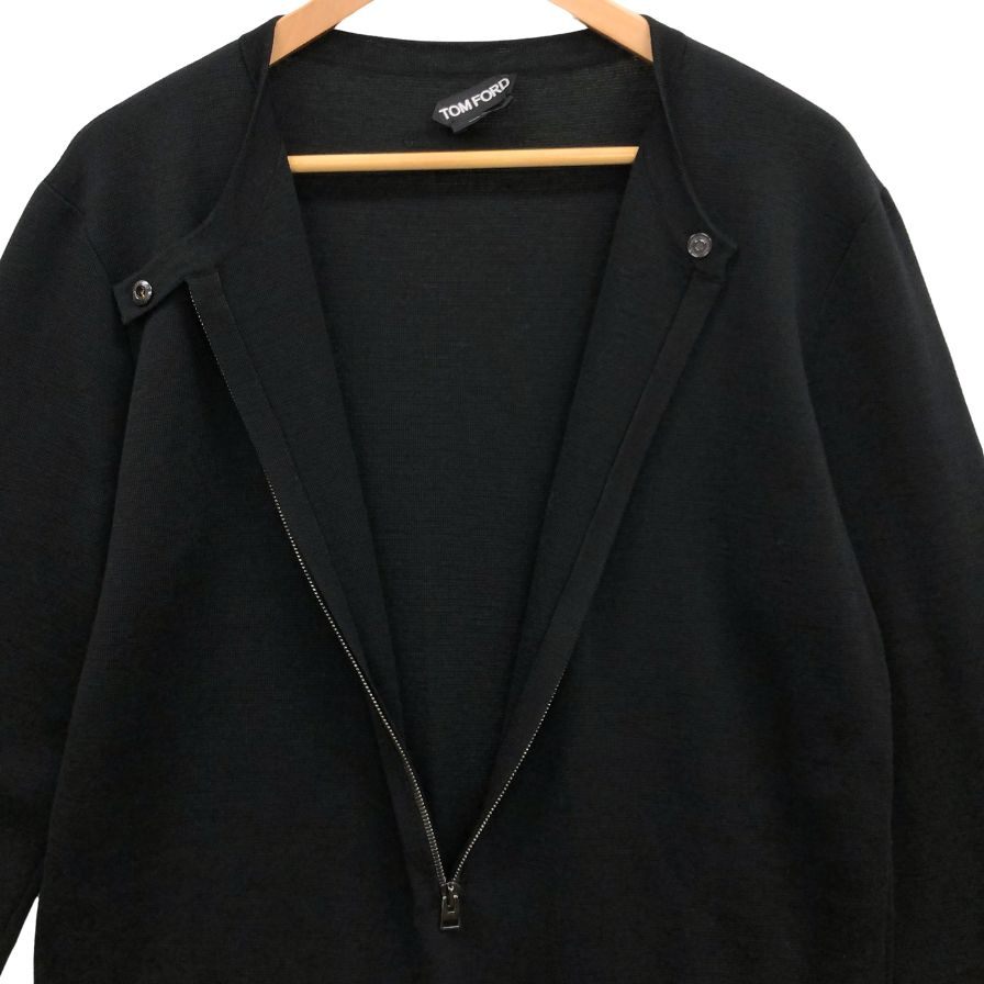 中古◆トムフォード ワンピース フロントハーフジップ ウエスト紐あしらい ウール100% レディース サイズM ブラック TOMFORD 【AFB46】