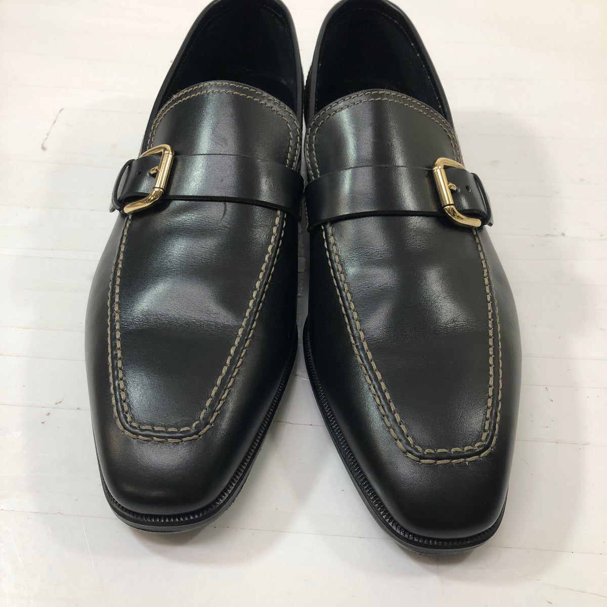 タニノクリスチー スリッポン シングルモンク スクエアトゥ ブラック メンズ サイズ7M TANINO CRISCI 約25.5cm【AFC50】
