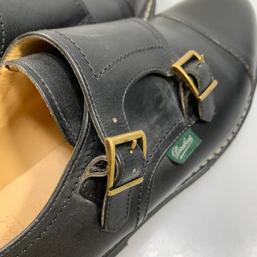パラブーツ ウィリアム ストレート チップ ダブルモンク メンズ 7ハーフ ブラック Paraboot 約26.0cm【AFC44-2】