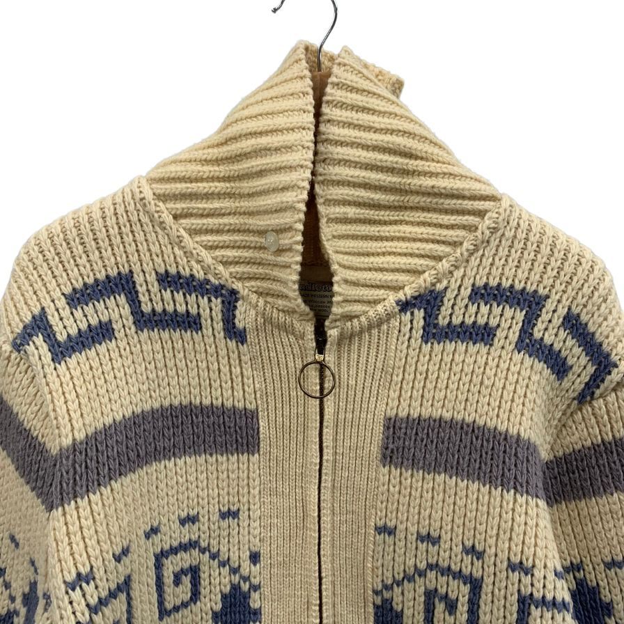 美品◆ペンドルトン ショールカラー ニット アイボリー 総柄 メンズ サイズL  PENDLETON 【AFA1】