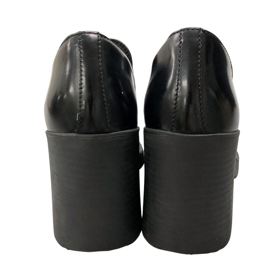 プラダ ローファー 厚底 ハイヒール ロゴ レザー レディース ブラック サイズ23.5 PRADA 約23.5cm【AFD3】