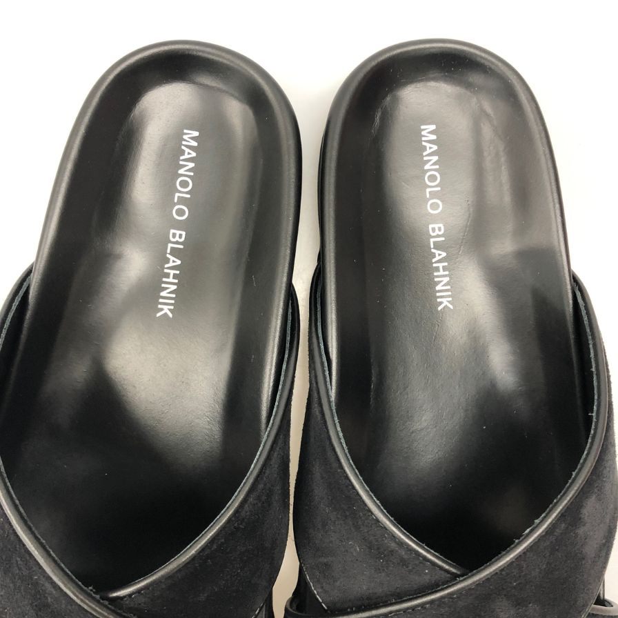 マノロブラニク スライドサンダル ブラック サイズUK6 Manolo Blahnik 約25.0cm【AFD5】