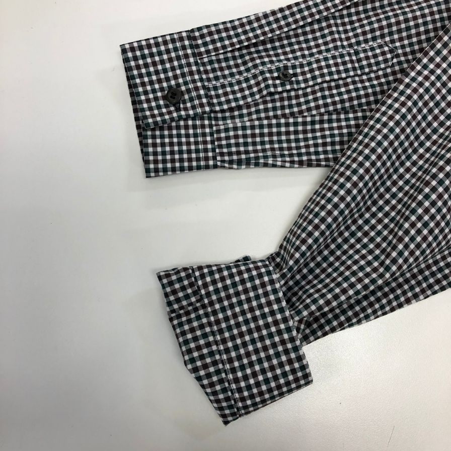 極美品◆プラダ 長袖 ギンガムチェック コットン シャツ 2017 レディース サイズ 39 15 1/2 総柄 PRADA 【AFB30】