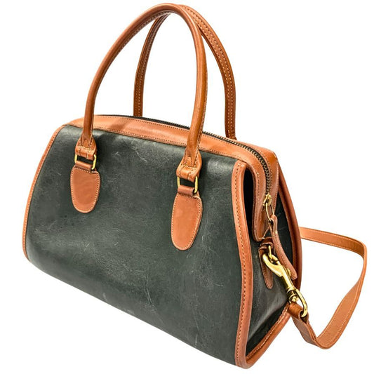 コーチ ハンドバッグ ショルダーバッグ オールドコーチ 2WAY レザー ブラウン×グリーン COACH【AFE9】