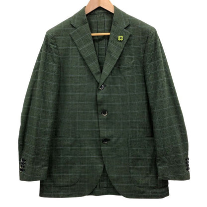 美品◆ラルディーニ テーラードジャケット 段返り3B グリーン メンズ サイズ46 LARDINI 【AFB26】