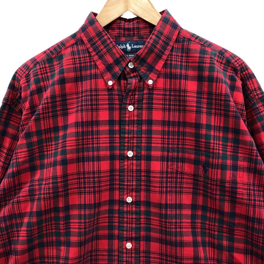 ラルフローレン チェックシャツ レッド系 メンズ サイズL RALPH LAUREN【LA】