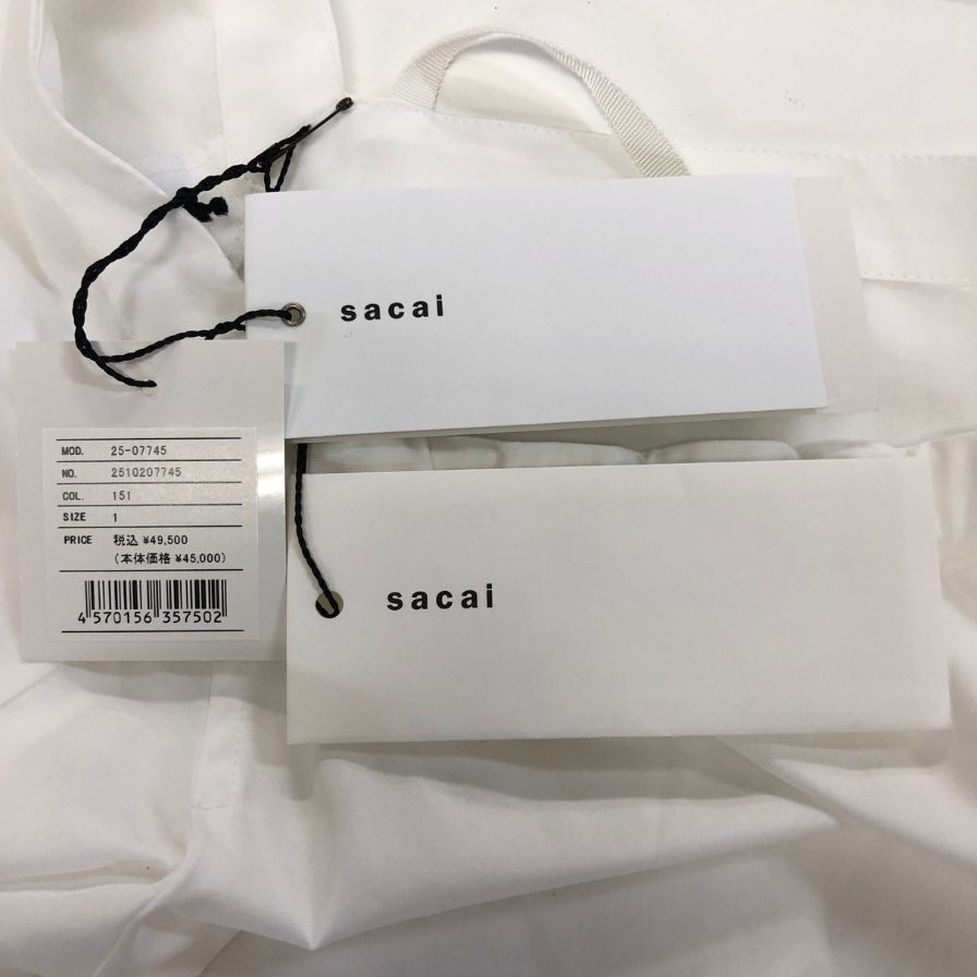 新品同様◆サカイ 25SS プルオーバーシャツ Cotton Poplin Pullover ホワイト レディース サイズ1 25ｰ07745 Sacai 【AFB19】