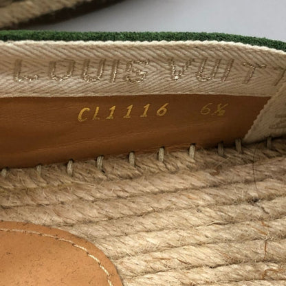 ルイヴィトン モカシンシューズ スエード エスパドリーユ CL1116 グリーン ベージュ 6.5 メンズ LOUIS VUITTON 約25.5cm【PTM3】